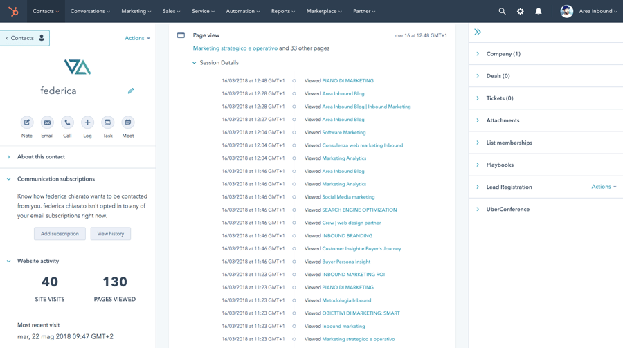 Contact page view