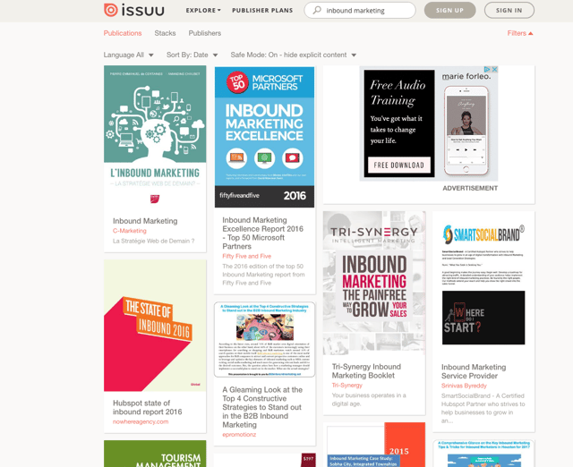 issuu risultati ricerca Inbound