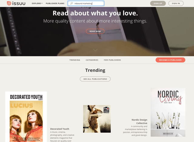 issuu home ricerca inbound